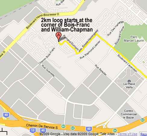 Directions to the Bois-Franc Monday Winter Training locale