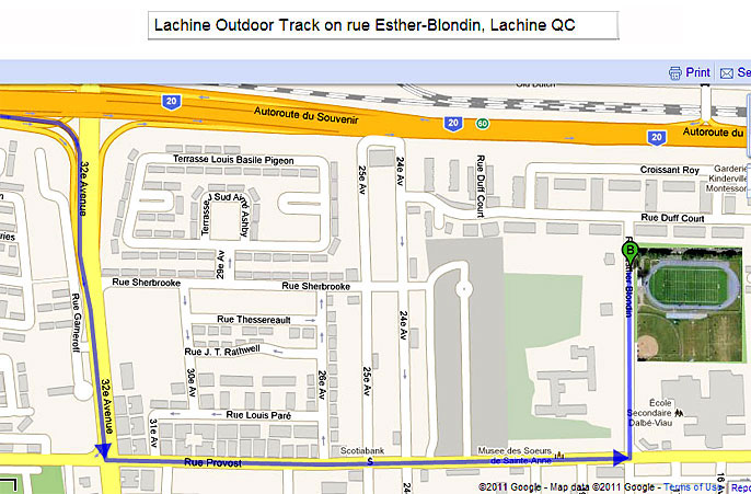 Getting to Lachine Outdoor Track from the West